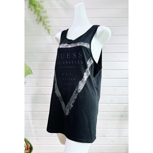 EUC Guess Los Angeles Long Tank Top | Tunic Length | Black & Silver | Medium - Picture 3 of 10